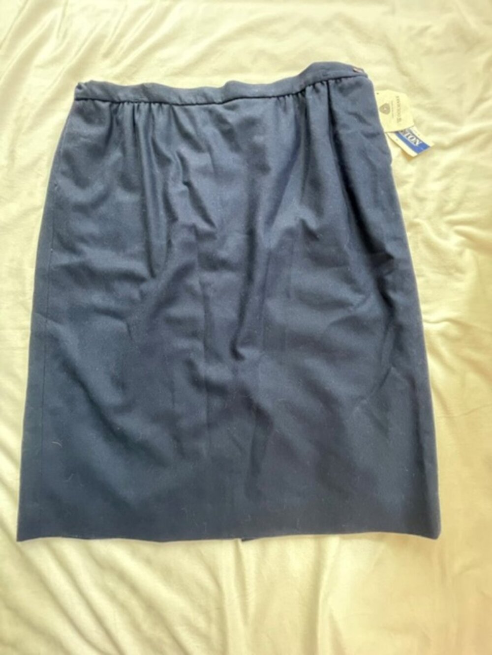 Vintage Pendleton Slit Skirt Women's Plus Knee-Length Wool, Navy Blue, Size 20W
